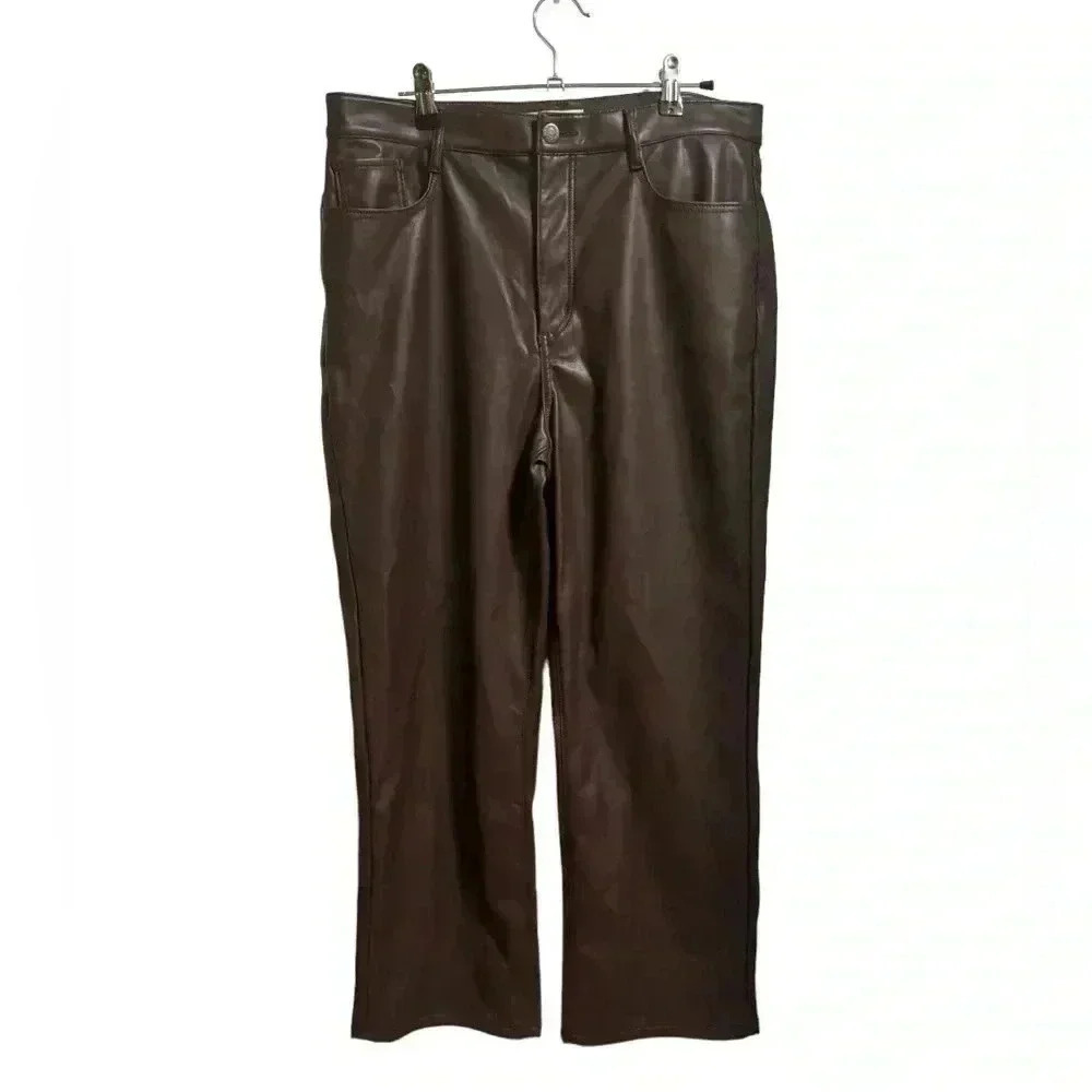 Loft Brown Faux Leather Pants Size 12 P